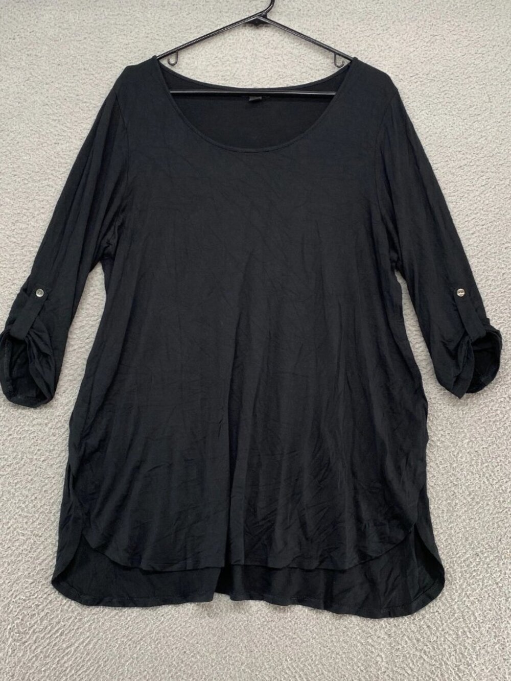 J. Jill Top Womens Large Wearever Collection Tunic Roll Tab Neutral Capsule